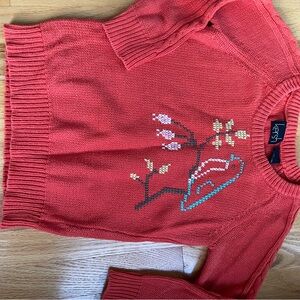 Kersh dark orange sweater with birdie embroidery
